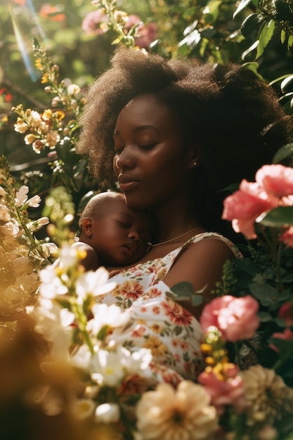 Free photo medium shot mother holding child