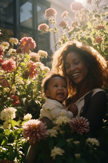 Foto gratuita madre di tiro medio che tiene in braccio il bambino