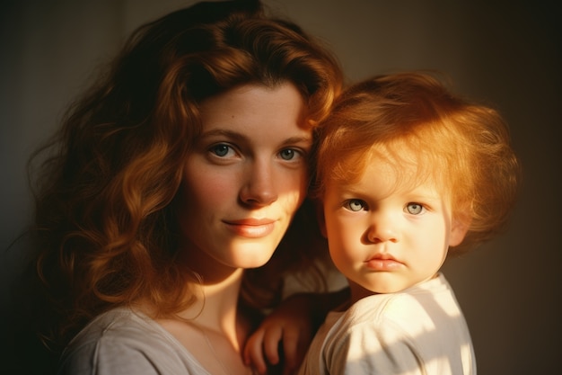 Medium shot mother holding child