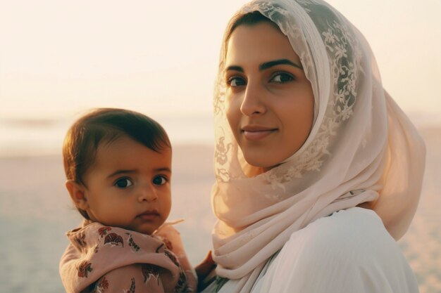 Medium shot mother holding cute baby