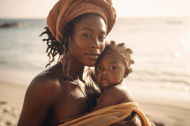 Medium shot mother holding cute baby