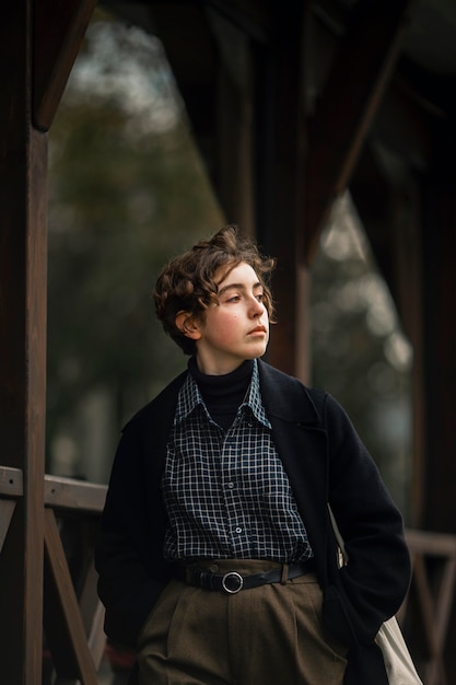 Free photo medium shot non binary person walking outdoors