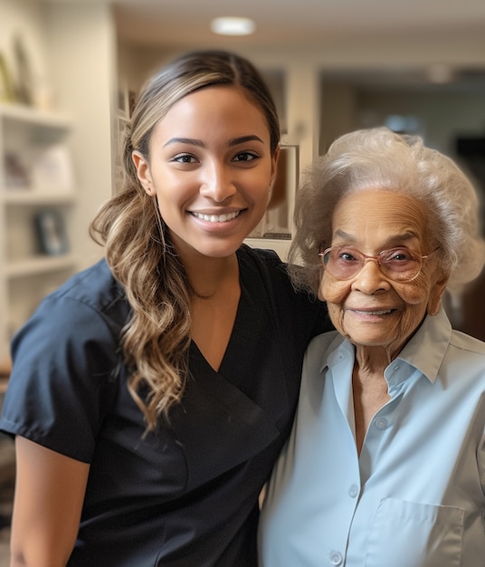 Medium shot nurse and old patient