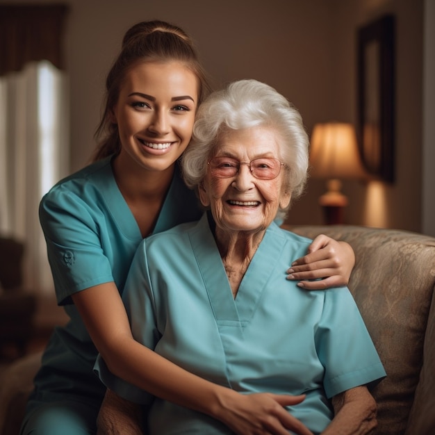 Средняя медсестра и старый пациент
