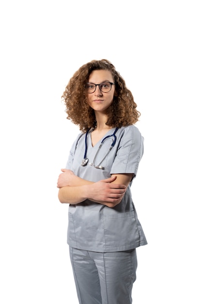 Medium shot nurse wearing stethoscope