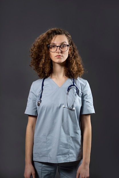 Medium shot nurse with stethoscope