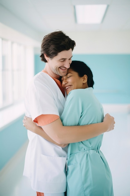 Free photo medium shot nurses hugging