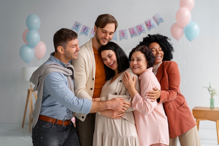 Free Photo medium shot people celebrating at gender reveal party