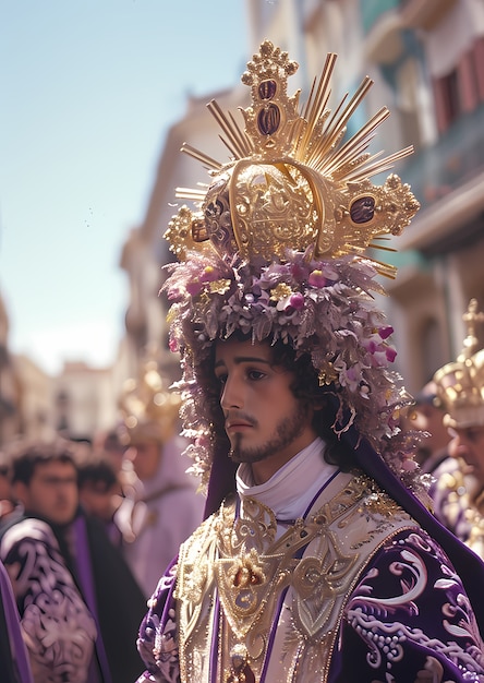 Free photo medium shot people celebrating holy week