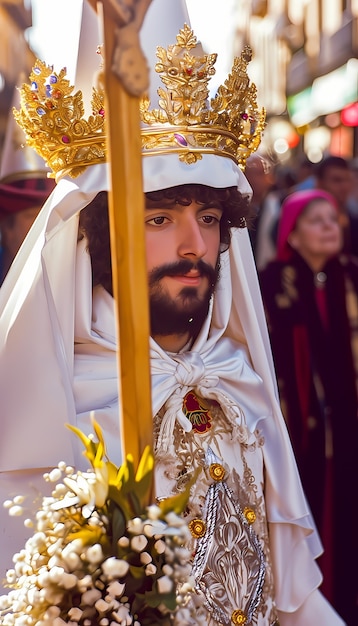 Free photo medium shot people celebrating holy week