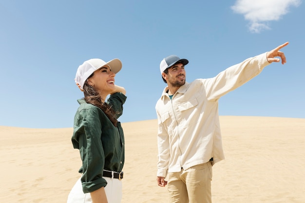 medium shot people in desert