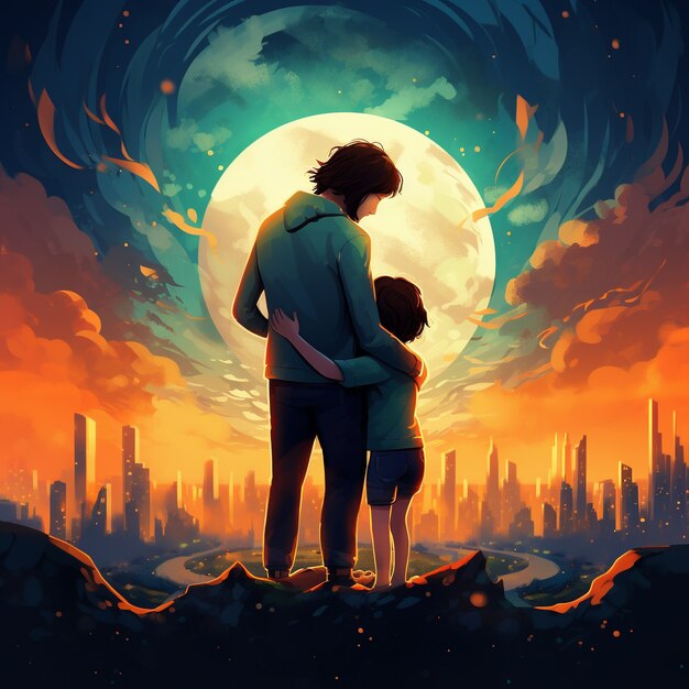 Medium shot people hugging in nature