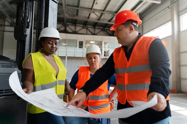 Persone di medio livello che lavorano nel settore edile