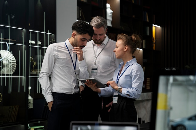 Foto gratuita persone di tiro medio che lavorano insieme in ufficio