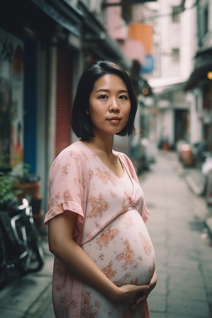 Foto gratuita posa della donna incinta del colpo medio