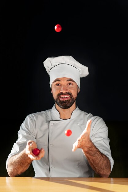 Medium shot professional chef posing