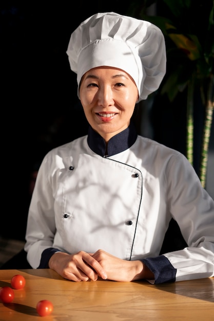 Free photo medium shot professional chef posing