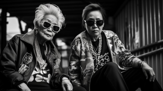 Free photo medium shot rebellious grannies portrait