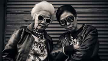 Free photo medium shot rebellious grannies portrait