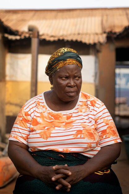 Medium shot senior black woman posing