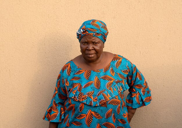 Medium shot senior black woman posing