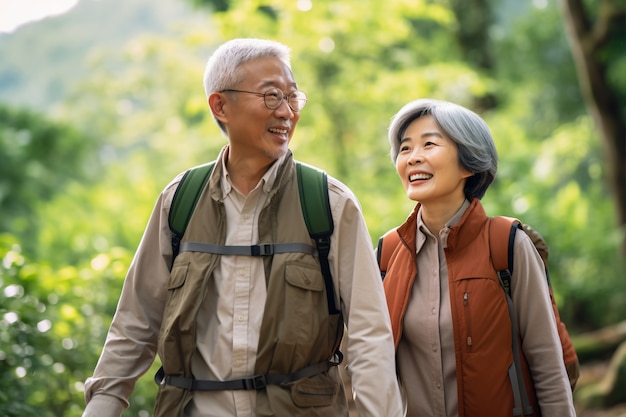 Free photo medium shot senior couple in nature