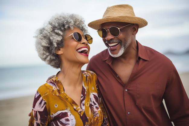 Free photo medium shot senior couple in nature