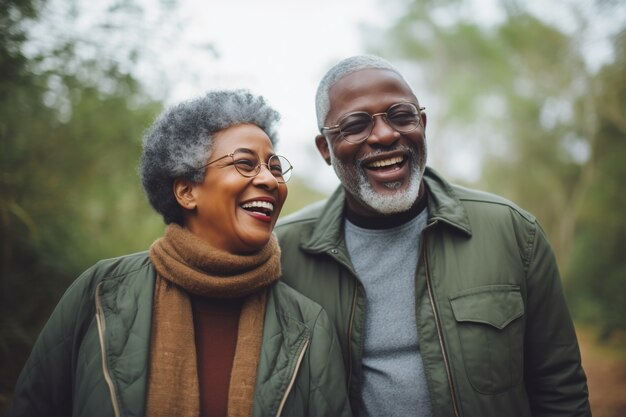 Medium shot senior couple in nature