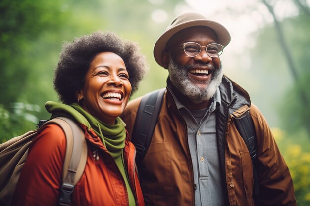 Medium shot senior couple in nature