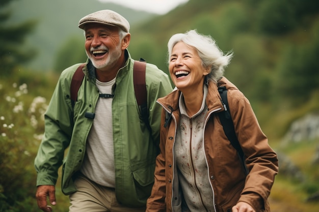 Free photo medium shot senior couple in nature