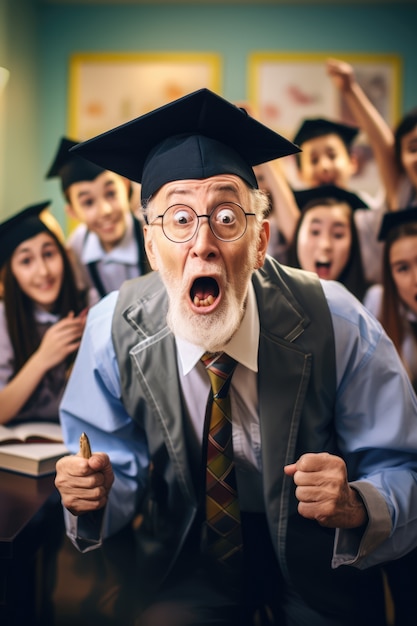 Free photo medium shot senior man education concept