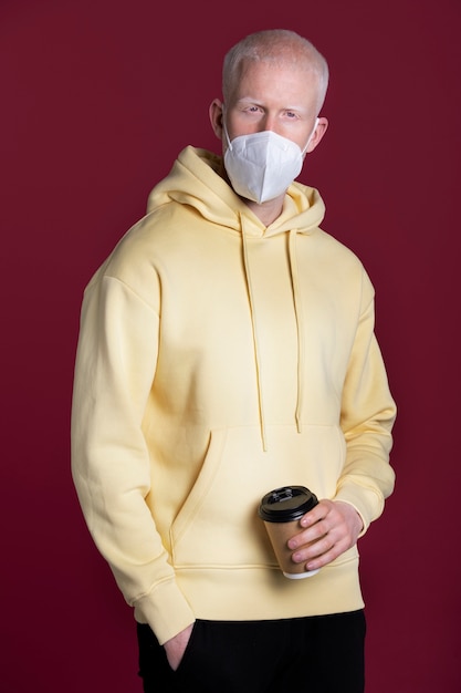 Medium shot senior man wearing face mask