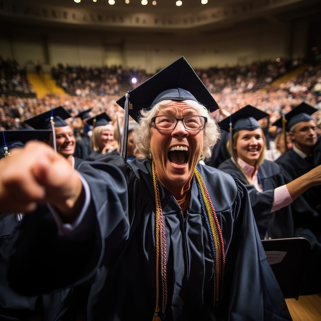 Free photo medium shot senior woman education concept