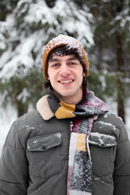 Medium shot smiley man outdoors