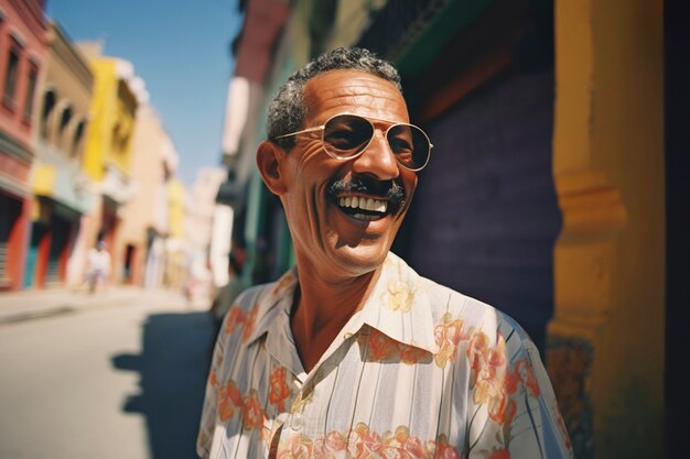 Medium shot smiley old man outdoors