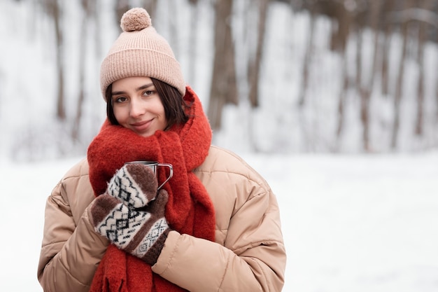 Medium shot smiley woman outdoors