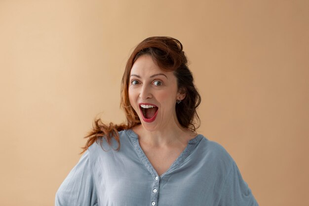 Medium shot surprised woman portrait