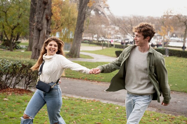 Medium shot teens holding hands