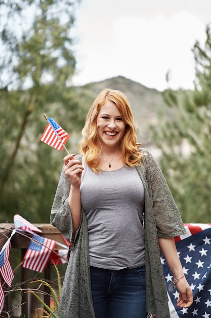 Medium shot woman celebrating independence day