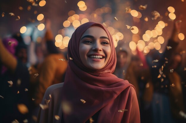 Medium shot woman celebrating new year