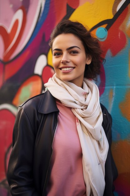 Medium shot woman having fun in city