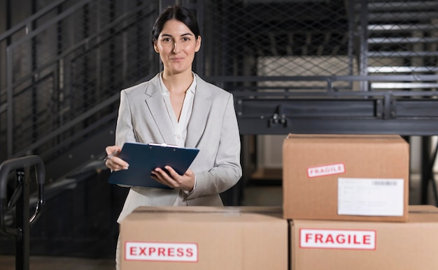 Free photo medium shot woman holding clipboard