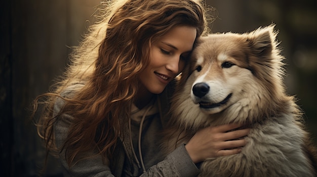 Бесплатное фото Женщина среднего плана держит собаку