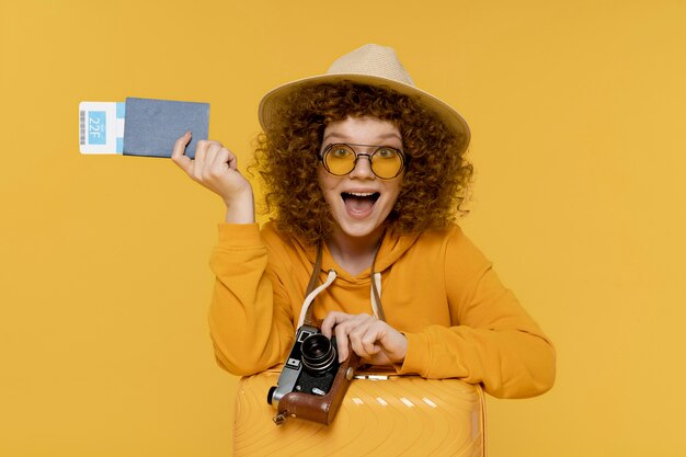 Medium shot woman holding passport