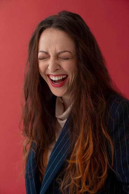 Medium shot woman laughing