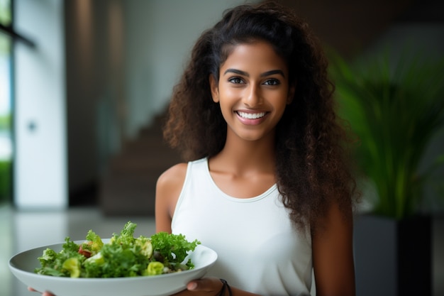 Free photo medium shot woman living a healthy life