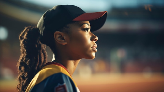 Free photo medium shot woman playing baseball