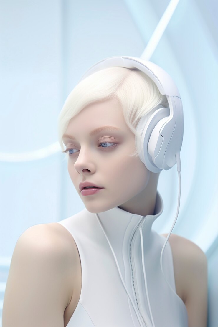 Free Photo medium shot woman posing futuristic portrait