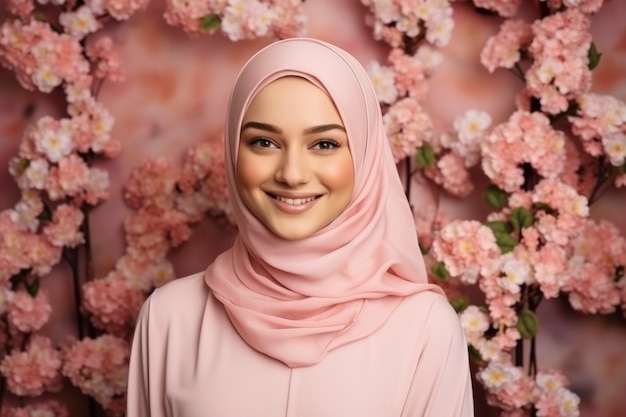 Medium shot woman posing with flowers