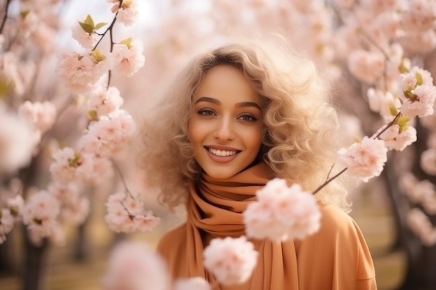 Free photo medium shot woman posing with flowers